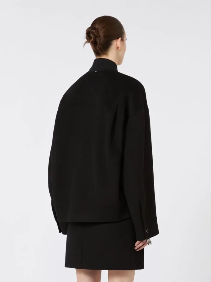 Oversized wollen bomberjack, zwart Oversized wollen bomberjack, zwart