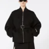 Oversized wollen bomberjack, zwart Oversized wollen bomberjack, zwart