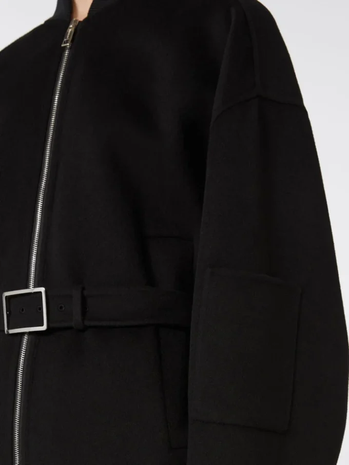 Oversized wollen bomberjack, zwart Oversized wollen bomberjack, zwart