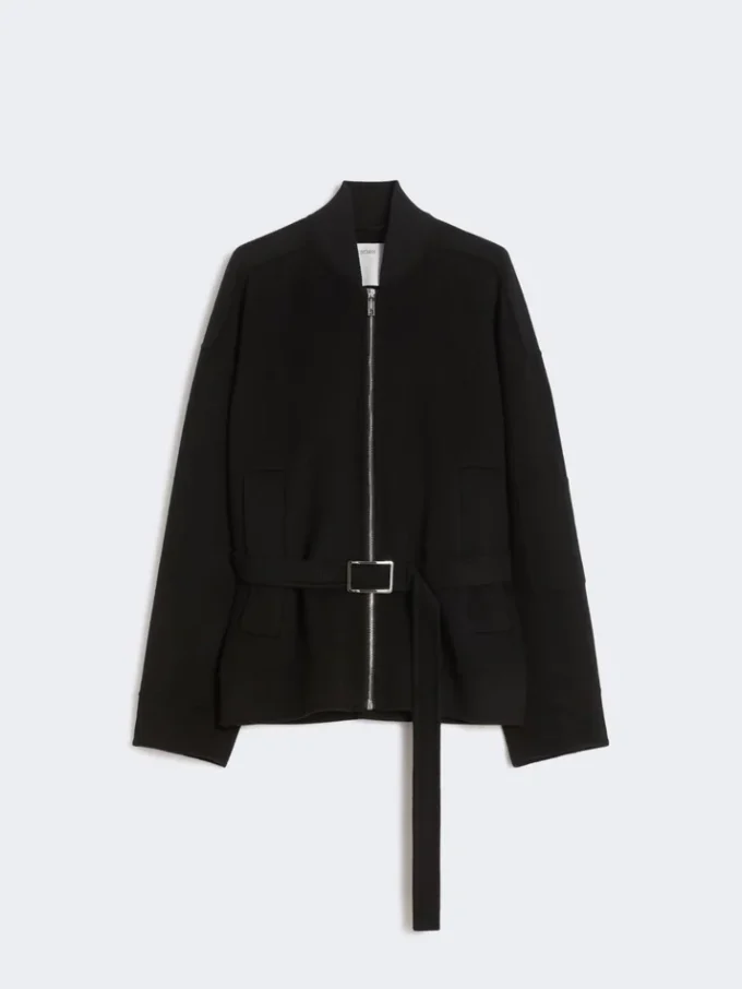 Oversized wollen bomberjack, zwart Oversized wollen bomberjack, zwart