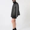 Oversized zwaar leren jack, zwart