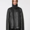 Oversized zwaar leren jack, zwart