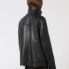 Oversized zwaar leren jack, zwart