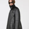 Oversized zwaar leren jack, zwart
