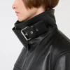 Oversized zwaar leren jack, zwart
