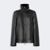 Oversized zwaar leren jack, zwart
