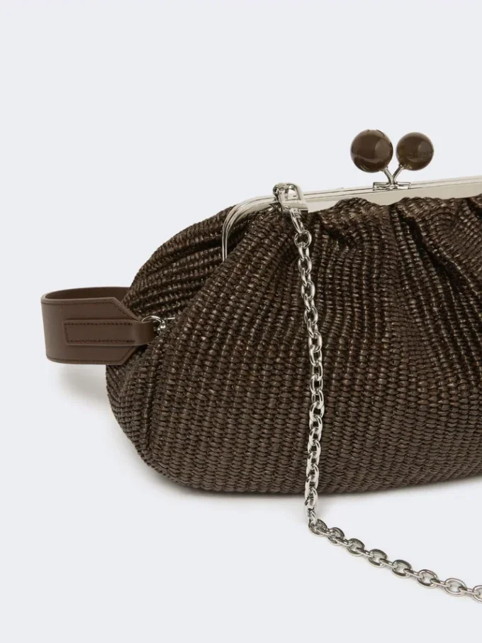 Pasticcino-tas medium met raffia-effect, donkerbruin Pasticcino-tas medium met raffia-effect, donkerbruin