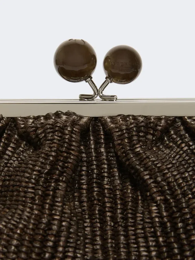Pasticcino-tas medium met raffia-effect, donkerbruin Pasticcino-tas medium met raffia-effect, donkerbruin