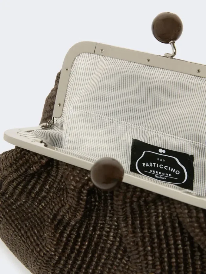 Pasticcino-tas medium met raffia-effect, donkerbruin Pasticcino-tas medium met raffia-effect, donkerbruin
