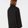 Peacoat van katoen en linnen met mandpatroon, zwart Peacoat van katoen en linnen met mandpatroon, zwart