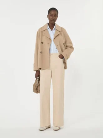 Peacoat van wolmix met dubbele knoopsluiting, camel