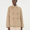 Peacoat van wolmix met dubbele knoopsluiting, camel