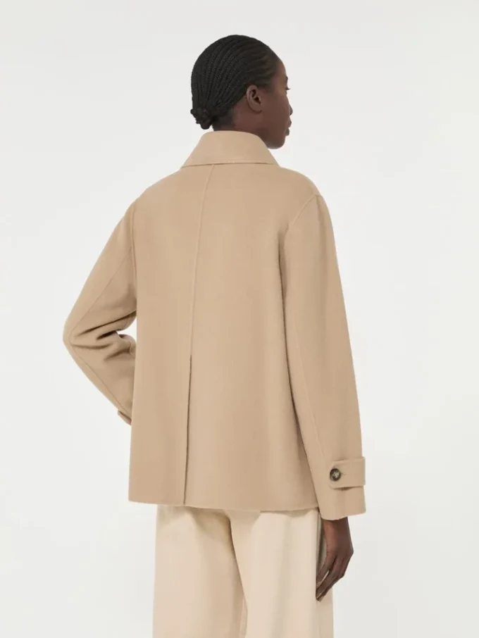 Peacoat van wolmix met dubbele knoopsluiting, camel