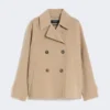 Peacoat van wolmix met dubbele knoopsluiting, camel
