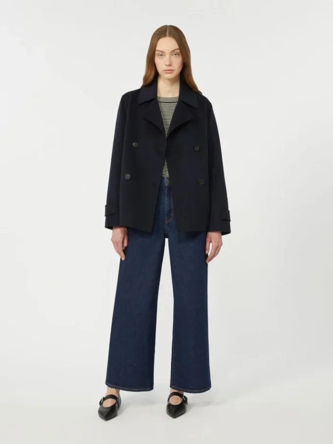 Peacoat van wolmix met dubbele knoopsluiting, marineblauw Peacoat van wolmix met dubbele knoopsluiting, marineblauw