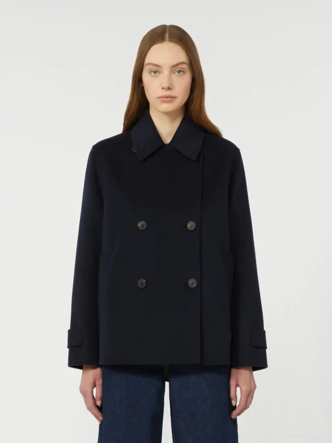 Peacoat van wolmix met dubbele knoopsluiting, marineblauw Peacoat van wolmix met dubbele knoopsluiting, marineblauw