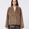 Peacoat van wolmix met patroon, camel