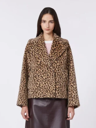 Peacoat van wolmix met patroon, camel