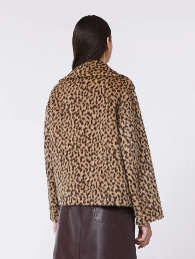 Peacoat van wolmix met patroon, camel