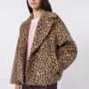 Peacoat van wolmix met patroon, camel