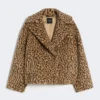 Peacoat van wolmix met patroon, camel