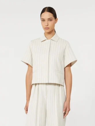 Pinstripe piqua jersey jasje, wit