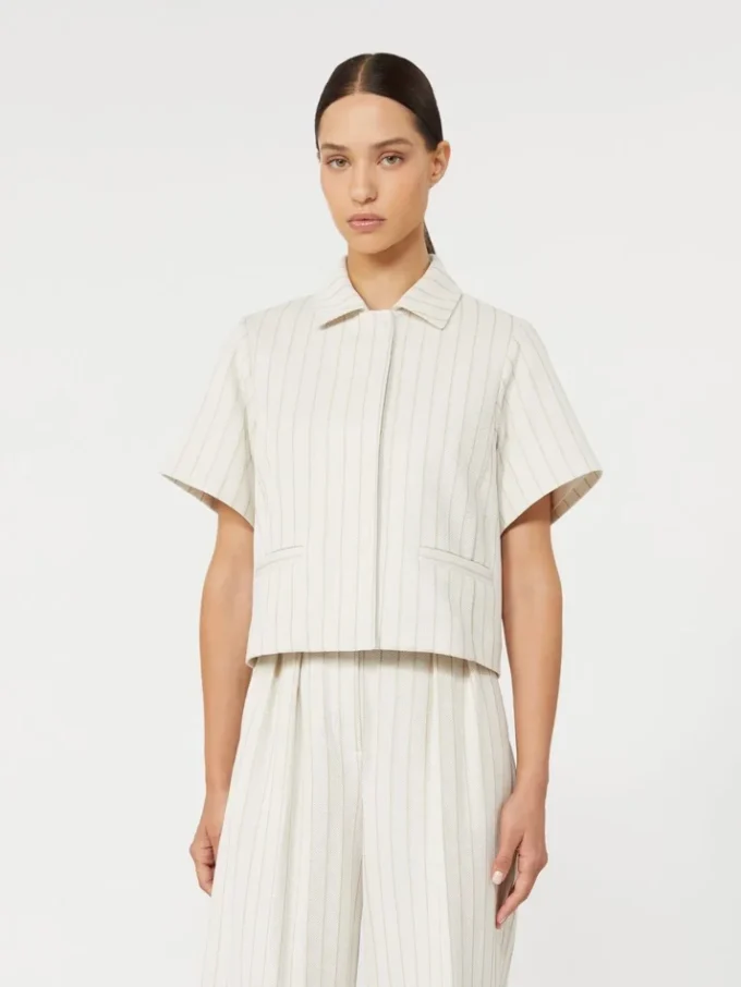 Pinstripe piqua jersey jasje, wit Pinstripe piqua jersey jasje, wit