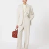 Piqua jersey blazer met enkele rij knopen, ivoorkleurig