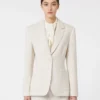 Piqua jersey blazer met enkele rij knopen, ivoorkleurig