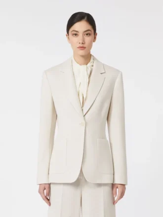 Piqua jersey blazer met enkele rij knopen, ivoorkleurig