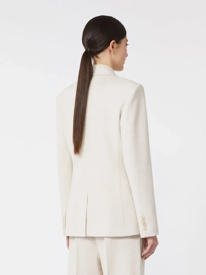Piqua jersey blazer met enkele rij knopen, ivoorkleurig