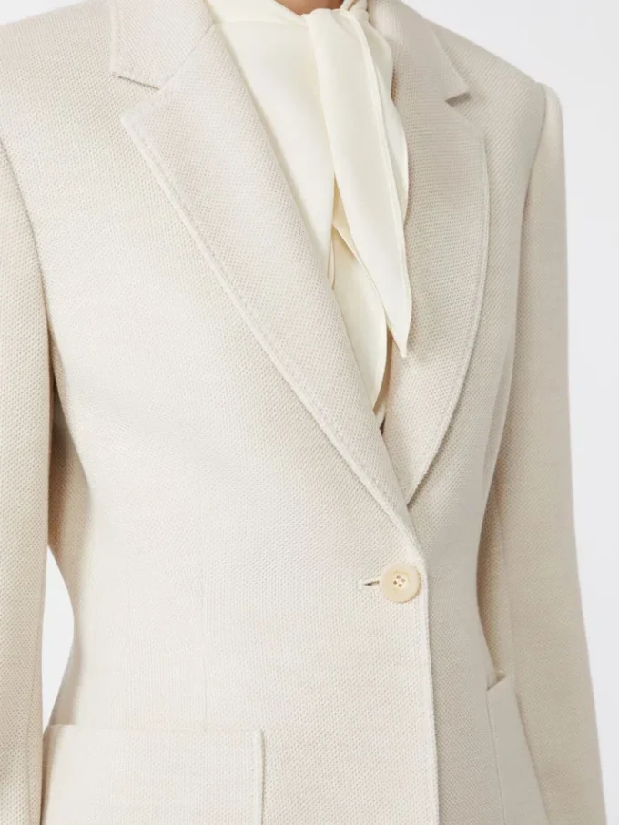 Piqua jersey blazer met enkele rij knopen, ivoorkleurig