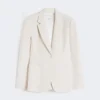 Piqua jersey blazer met enkele rij knopen, ivoorkleurig