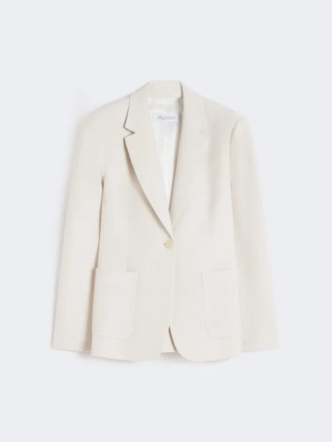 Piqua jersey blazer met enkele rij knopen, ivoorkleurig