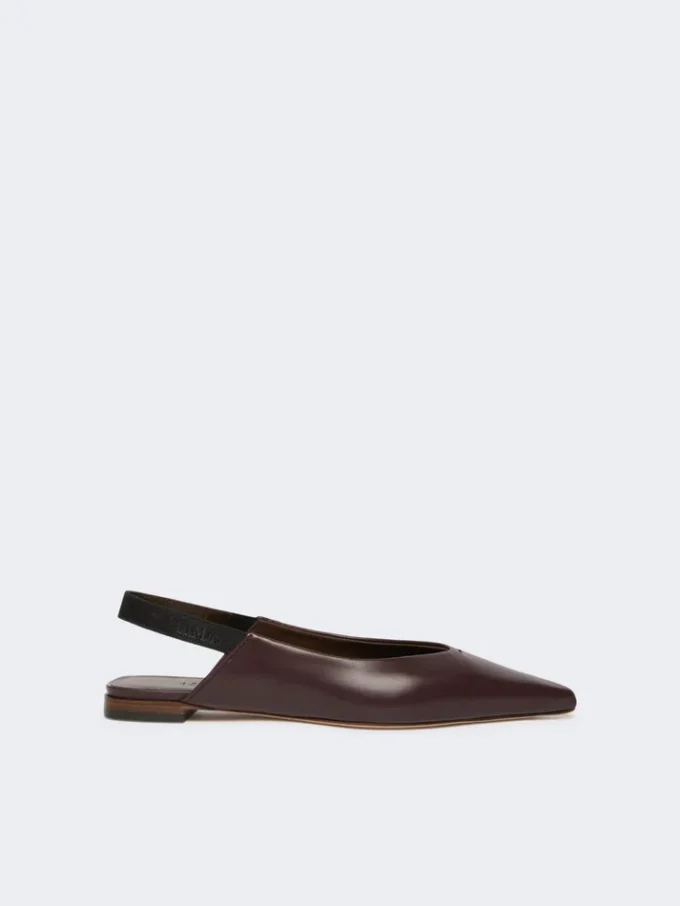Platte slingbacks van nappaleer, bordeaux Platte slingbacks van nappaleer, bordeaux