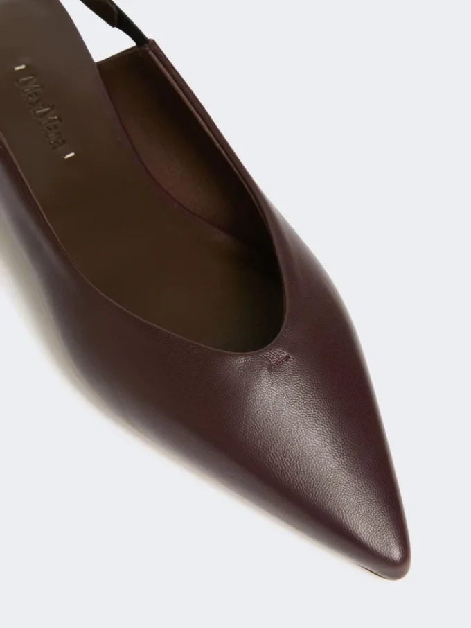 Platte slingbacks van nappaleer, bordeaux Platte slingbacks van nappaleer, bordeaux