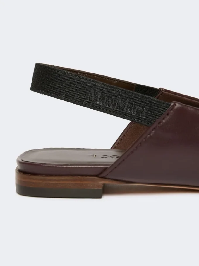 Platte slingbacks van nappaleer, bordeaux Platte slingbacks van nappaleer, bordeaux