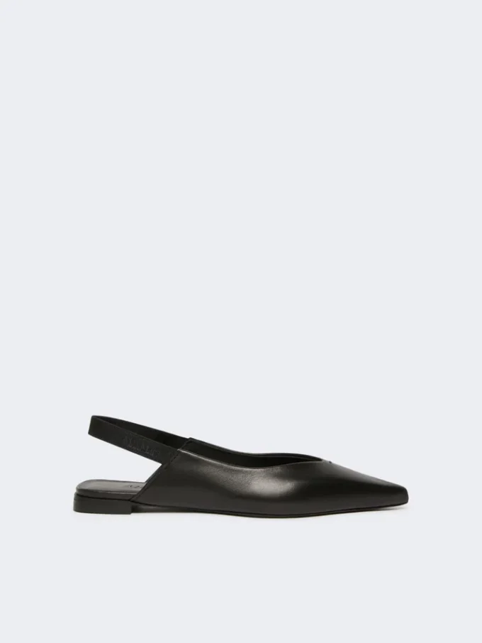 Platte slingbacks van nappaleer, zwart Platte slingbacks van nappaleer, zwart