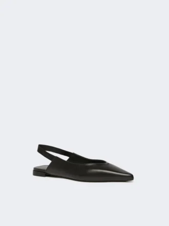 Platte slingbacks van nappaleer, zwart