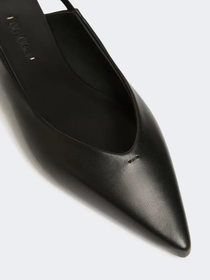 Platte slingbacks van nappaleer, zwart Platte slingbacks van nappaleer, zwart