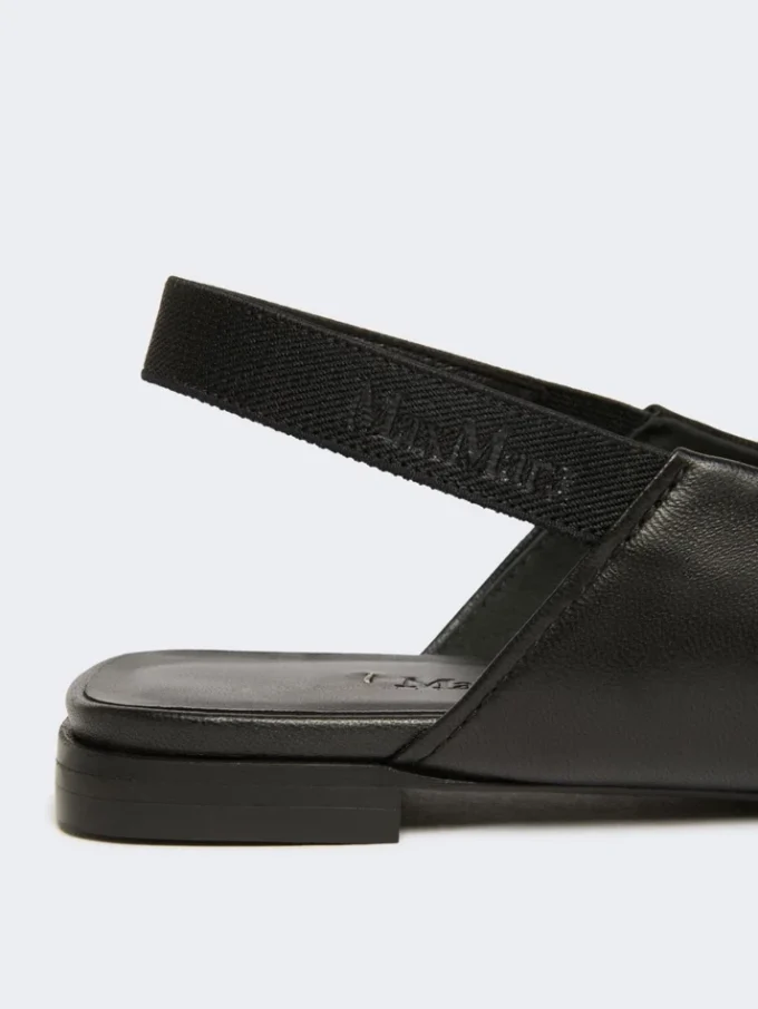 Platte slingbacks van nappaleer, zwart Platte slingbacks van nappaleer, zwart