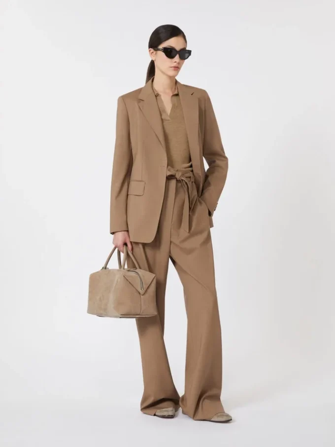 Stretch wollen broek, hazelnootbruin Stretch wollen broek, hazelnootbruin