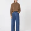 Polo-trui van wol en kasjmier met kabelpatroon, modderkleur