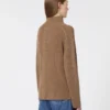 Polo-trui van wol en kasjmier met kabelpatroon, modderkleur