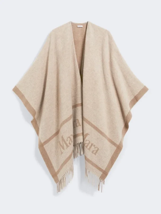 Poncho van jacquardwol, beige Poncho van jacquardwol, beige