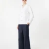 Rechte denim broek van katoen en linnen, middernachtblauw Rechte denim broek van katoen en linnen, middernachtblauw