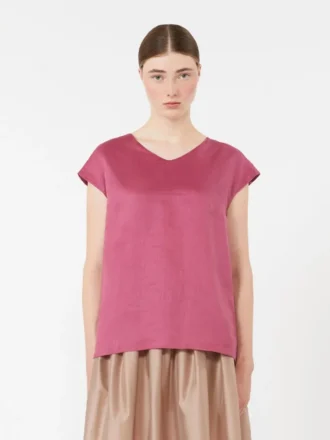 Ramie canvas blouse, cyclaam Ramie canvas blouse, cyclaam