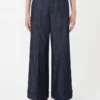 Rechte denim broek van katoen en linnen, middernachtblauw Rechte denim broek van katoen en linnen, middernachtblauw
