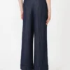 Rechte denim broek van katoen en linnen, middernachtblauw Rechte denim broek van katoen en linnen, middernachtblauw
