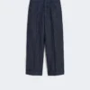 Rechte denim broek van katoen en linnen, middernachtblauw Rechte denim broek van katoen en linnen, middernachtblauw